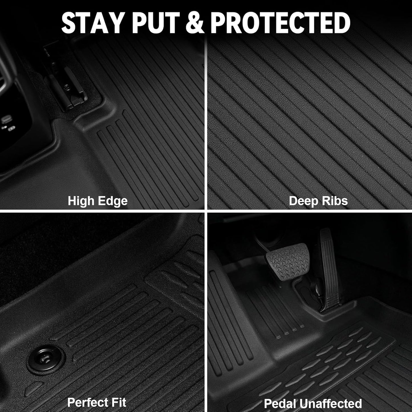 Floor Mats Set for 2023-2025 Lexus RX350/RX350H/RX500h(Not for RX450h & PHEV) Accessories, All Weather Floor Mats with Cargo Mat TPE - Includes Backrest Protectors & Door Sill Guards