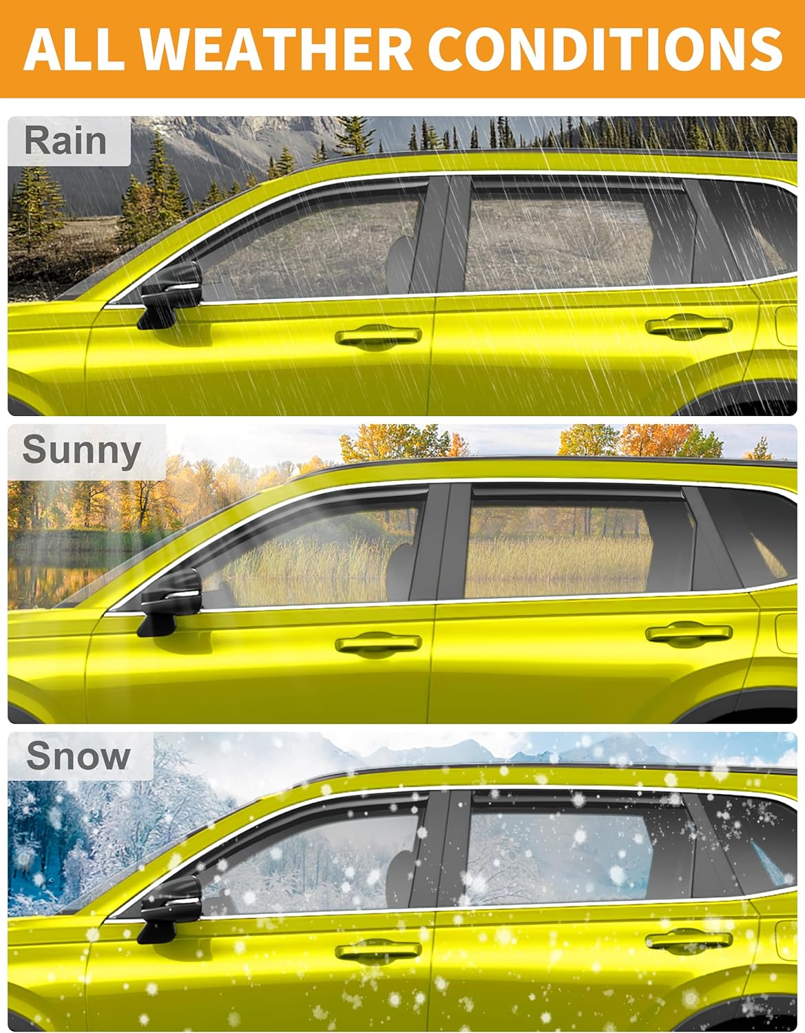 in-Channel Window Rain Guards Intended for Hyundai Santa Fe 5 Seats 2019-2023 (Not for XL 7 Seat) Window Deflectors Vent Visors Shades Exterior Visors Rain Guards Accessories - 4 pcs