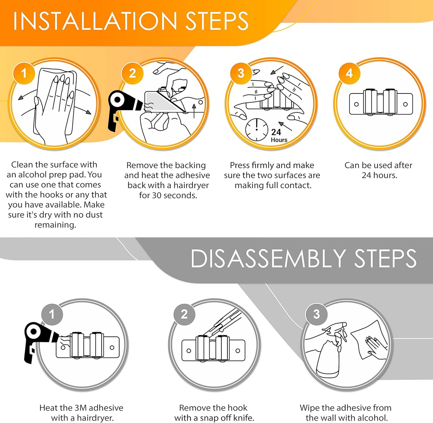 Self Adhesive Broom and Mop Holder Wall Mounted – SUS304 Stainless Steel 2-Slot Organizer with Anti-Slip Rubber Grips, 25lb Load, Adjustable for 0.6–1.4" Handles, Garage Kitchen Bathroom Use, 3 Pcs