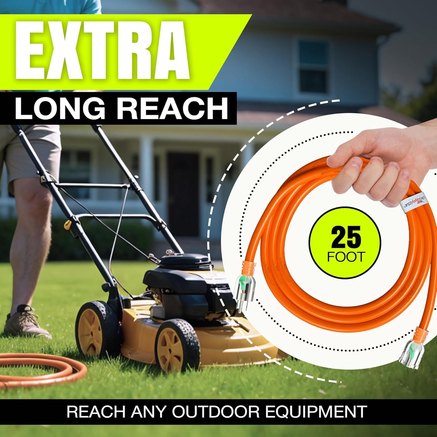 25ft Outdoor/Indoor Extension Cord 16/3 Gauge Heavy Duty 3 Prong SJTW, Waterproof, Flexible Cold-Resistant Long Power Cord,13A 125V 1625W, Orange by LifeSupplyUSA