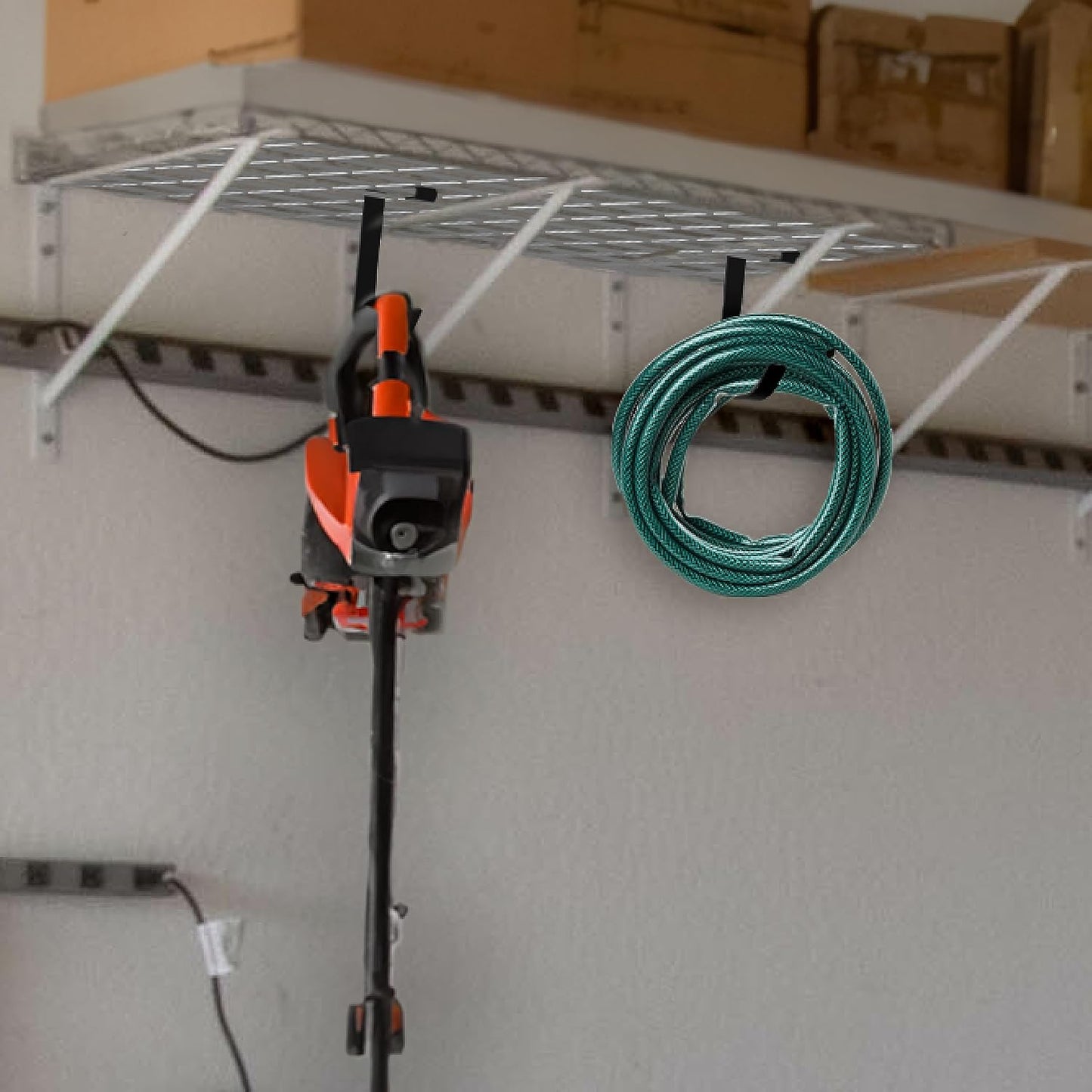 Bike Hooks for Garage Ceiling Mount Rack – Heavy Duty 4X8 Overhead Garage Storage Rack for Ceiling Hanging Bicycle Shelves, Add on Storage Flat Hooks Accessory and Wall Hanger (Flat Hook 4 Pack)