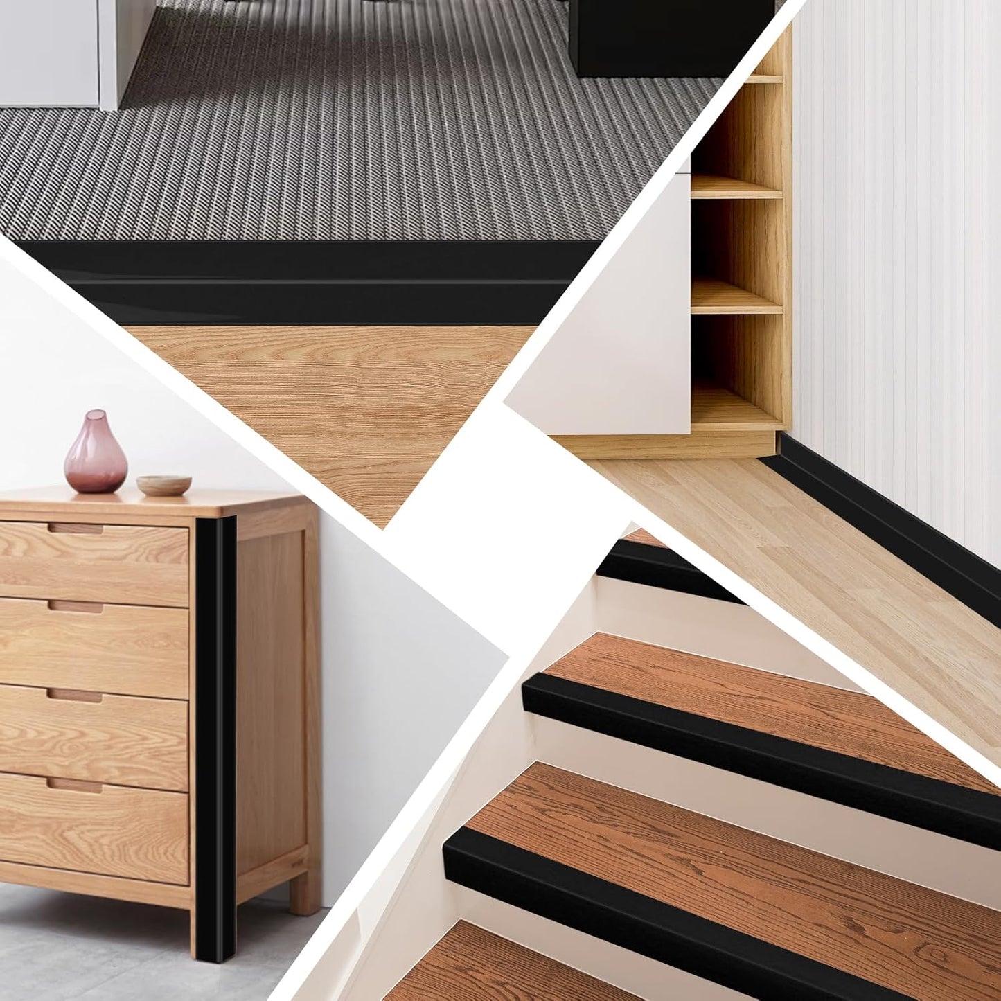 Wall Corner Protector Moulding Trim Peel and Stick Wall Corner Guards Trim Flexible Self Adhesive Edge Protector Moulding, 0.8 in x 10 Ft, Black