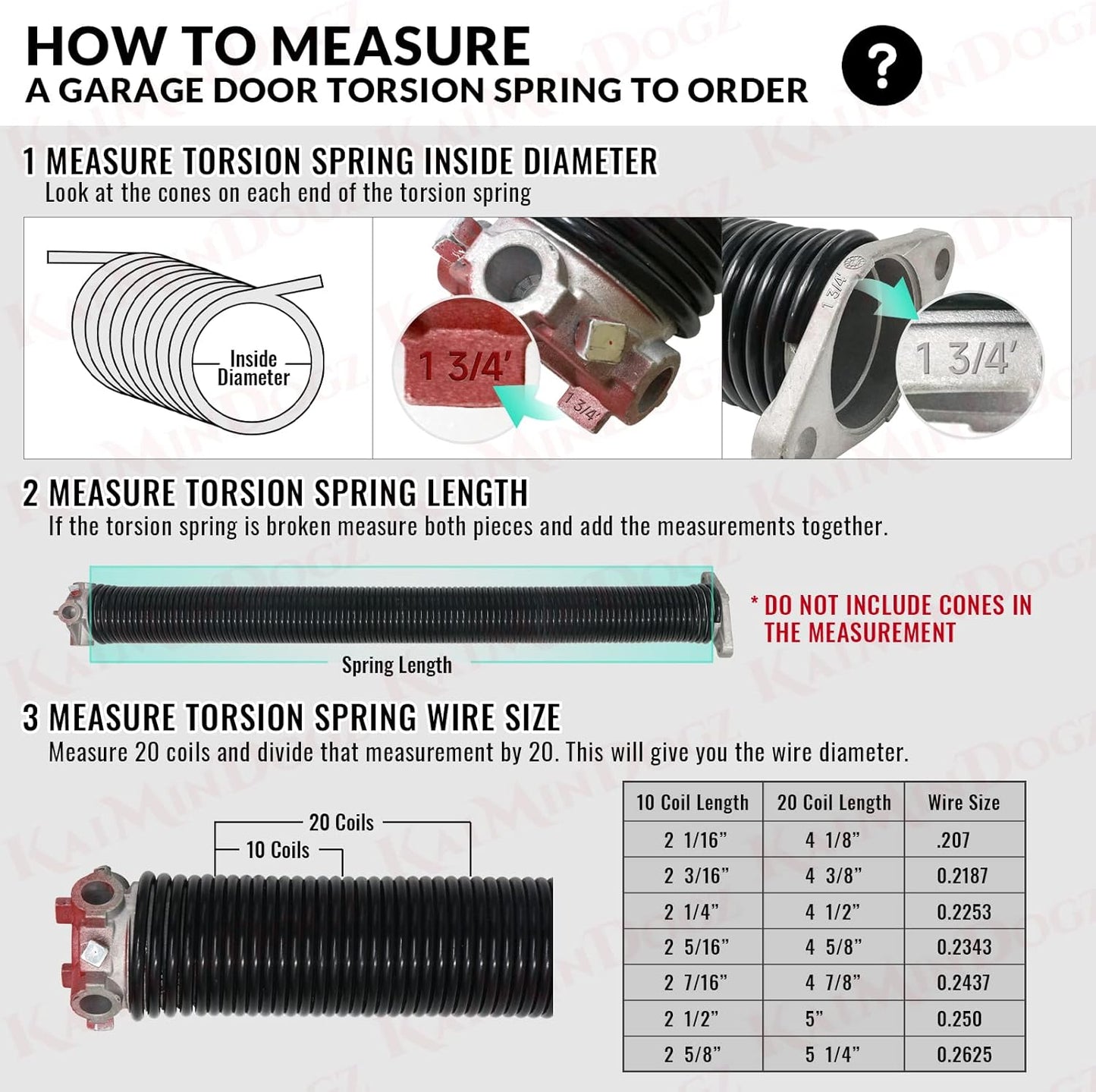 Pair of 1.75" Garage Door Torsion Springs Set with Non-Slip Winding Bars&Gloves, High Precision Electrophoresis Oil-Free Black Coated for Replacement, MIN 16,000 Cycles (0.225 x 1.75"x 25")