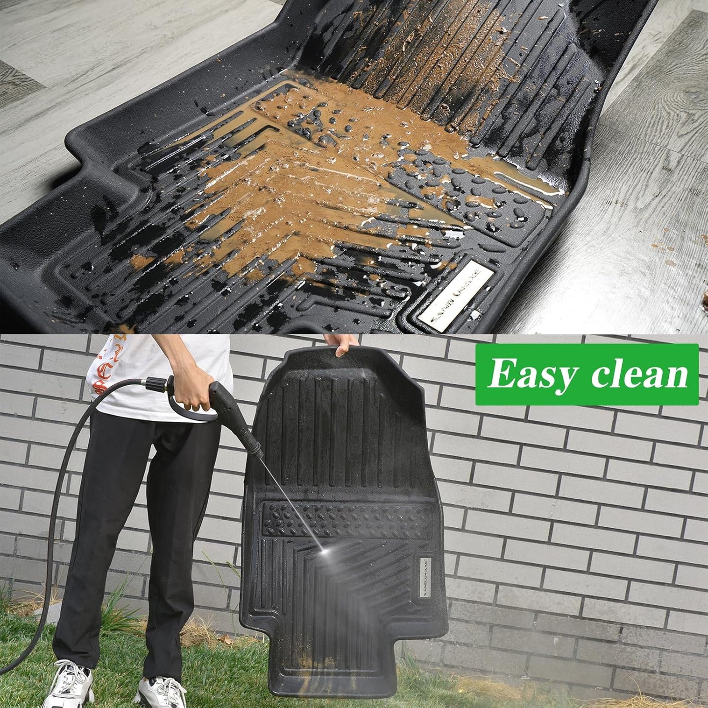 Floor Mats for Ford F-150 SuperCrew Cab 2010-2014, All-Weather Custom Fit, Front & 2nd Row, 3-Piece Set, Black