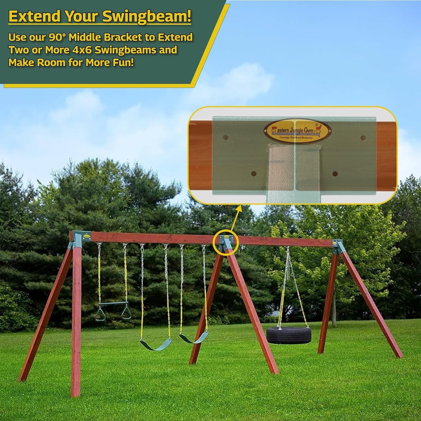 Eastern Jungle Gym Swing Set Bracket Kit with 1 Easy 1-2-3 A-Frame Brackets and 1 Easy 1-2-3 A-Frame Middle Bracket