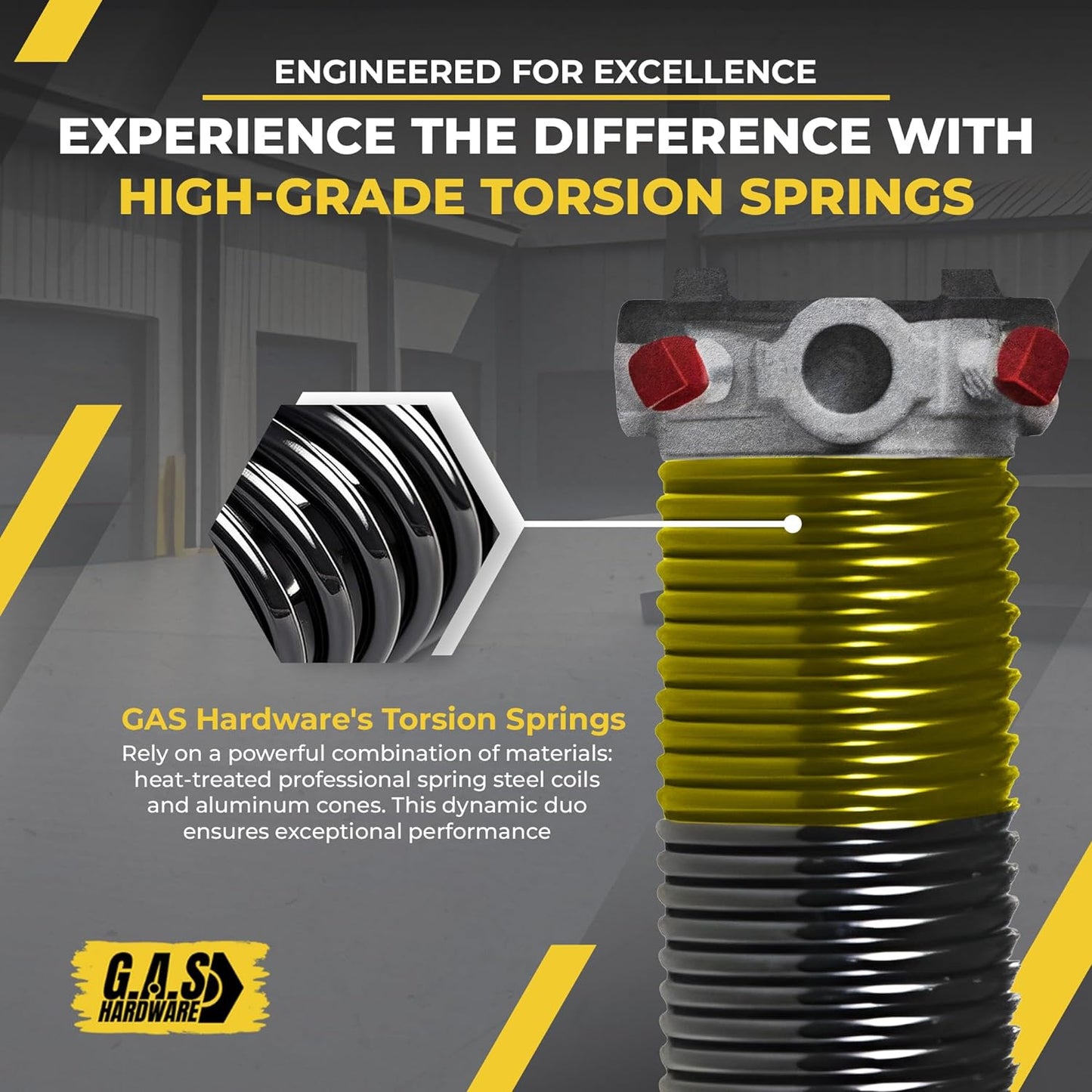 Garage Door Torsion Spring 250x1.75x39 Includes 1” Steel Bearing, Non-Slip Gloves, and Winding Bars for Left Side of Garage Door Precision E-Coating 5-Year Warranty Min. 30,000 Cycles (Red Cone)