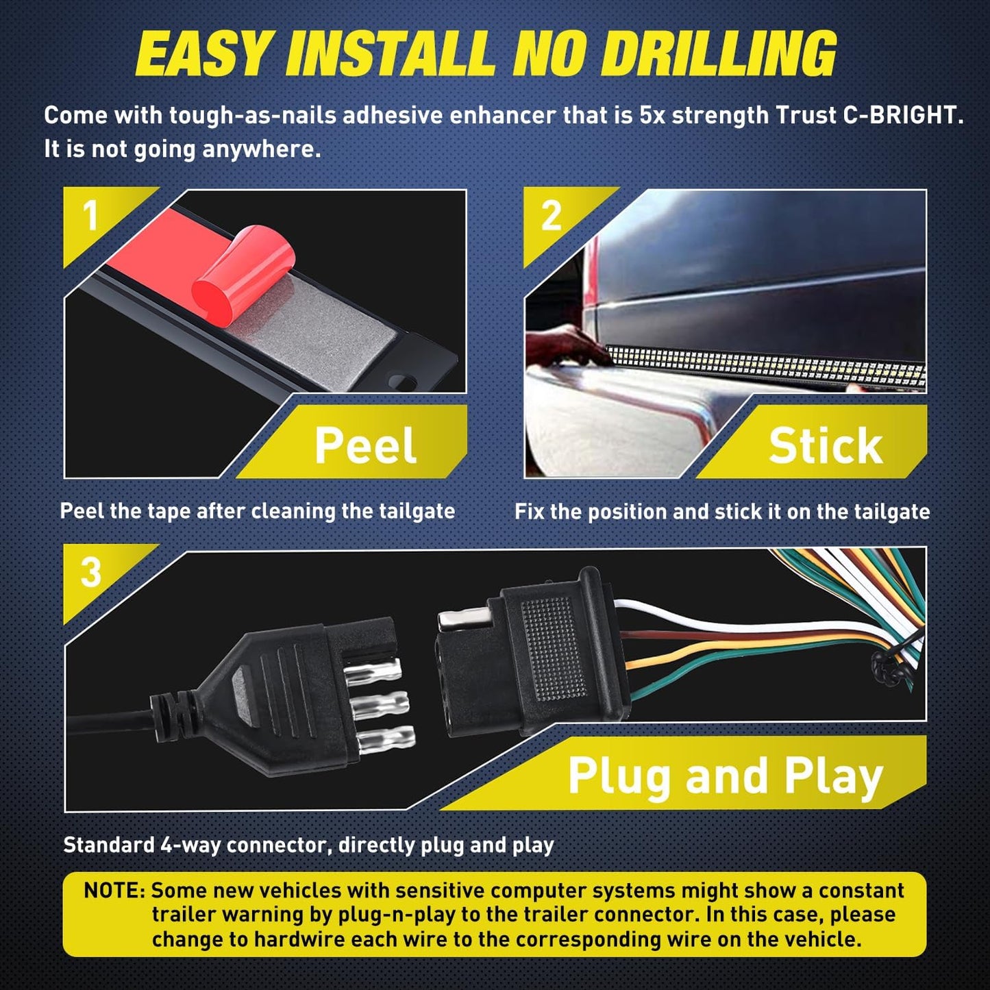 Nilight Truck Tailgate Light Strip 48" Aluminum Frame Triple Row 780 LED Bar with Red Running Brake Sequential Turn Signals Strobe Lighting White Reverse