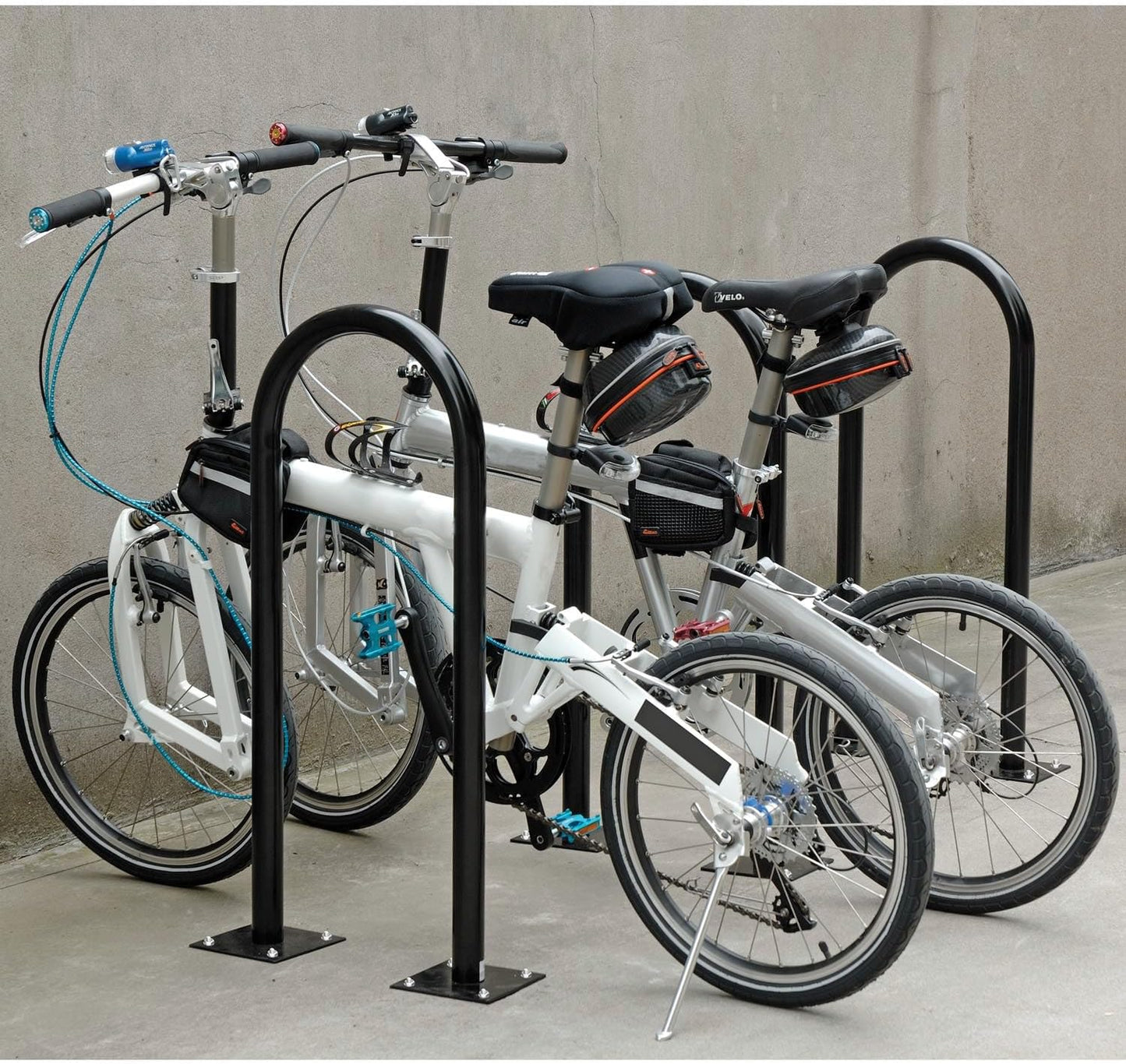 Global Industrial U-Rack Bike Rack, Flange Mount, 2-Bike Capacity, Steel Construction, Black Powder Coat Finish, Commercial Bike Rack for Stores, Parks and Schools