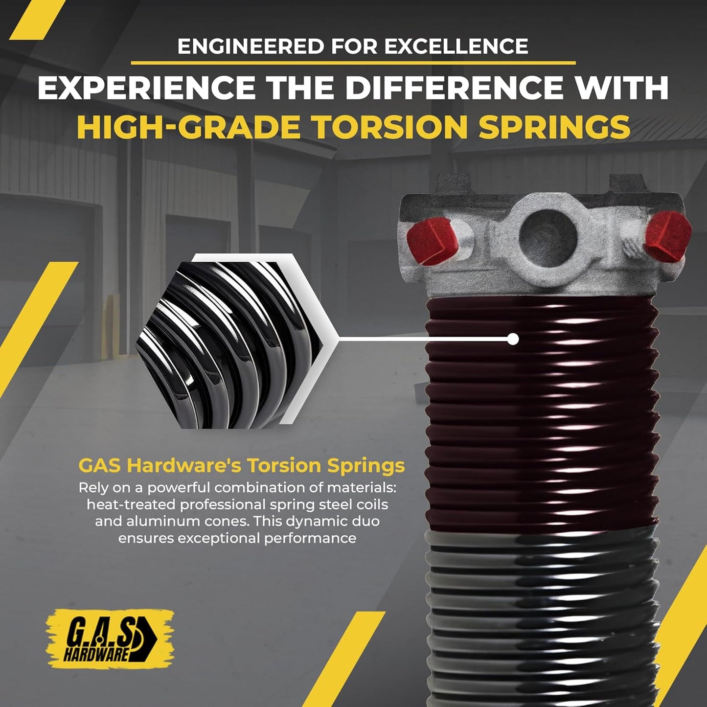 Garage Door Torsion Spring 234x1.75x33 Includes 1” Steel Bearing, Gloves, Manual, and Winding Bars for Right Side of Garage Door Precision E-Coating 5-Year Warranty Min. 30,000 Cycles (Black Cone)