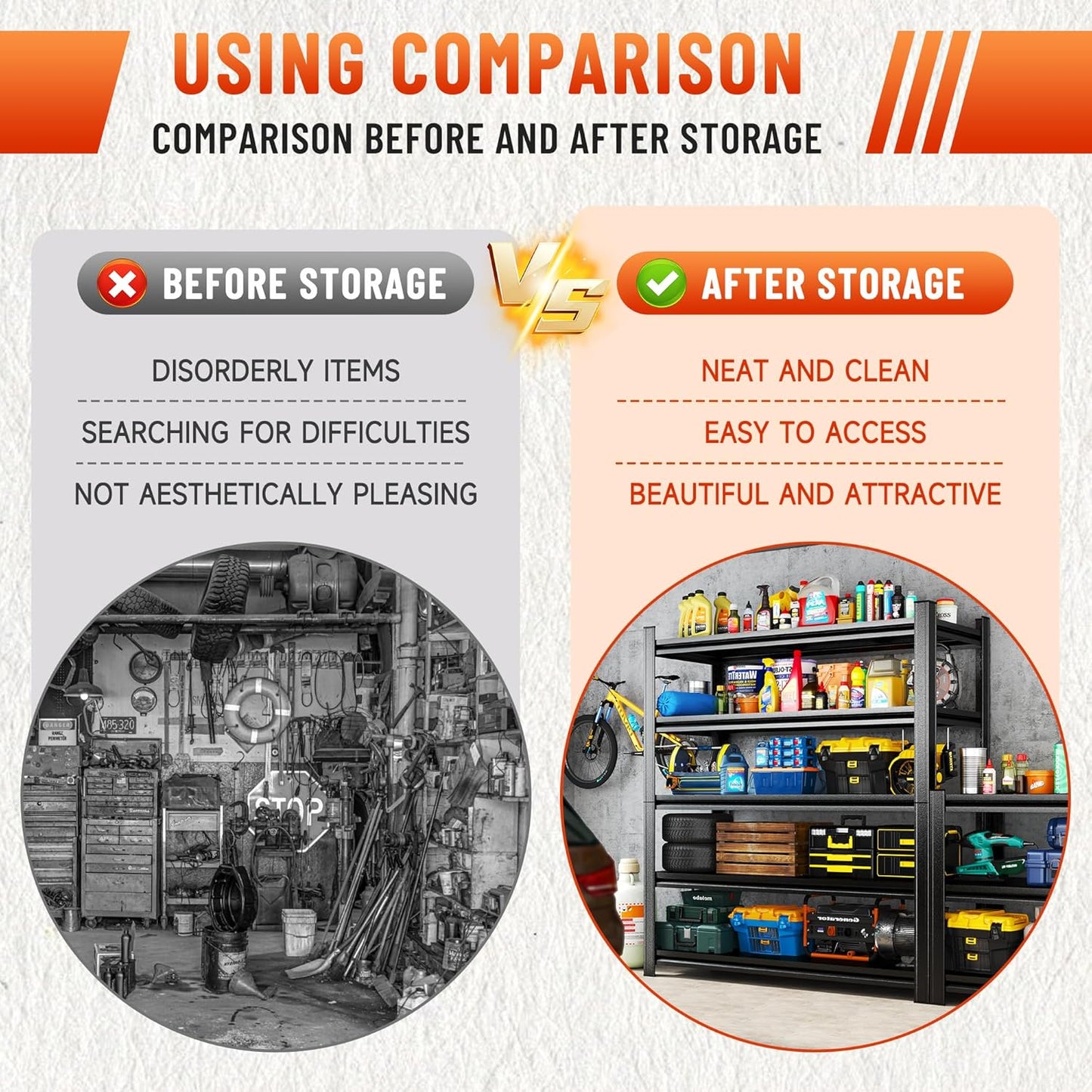 2500LBS Heavy Duty 5-Tier Steel Shelving Unit - Adjustable Garage & Warehouse Shelves for Basement Storage(35.4''W x 11.8''D x 63''H)