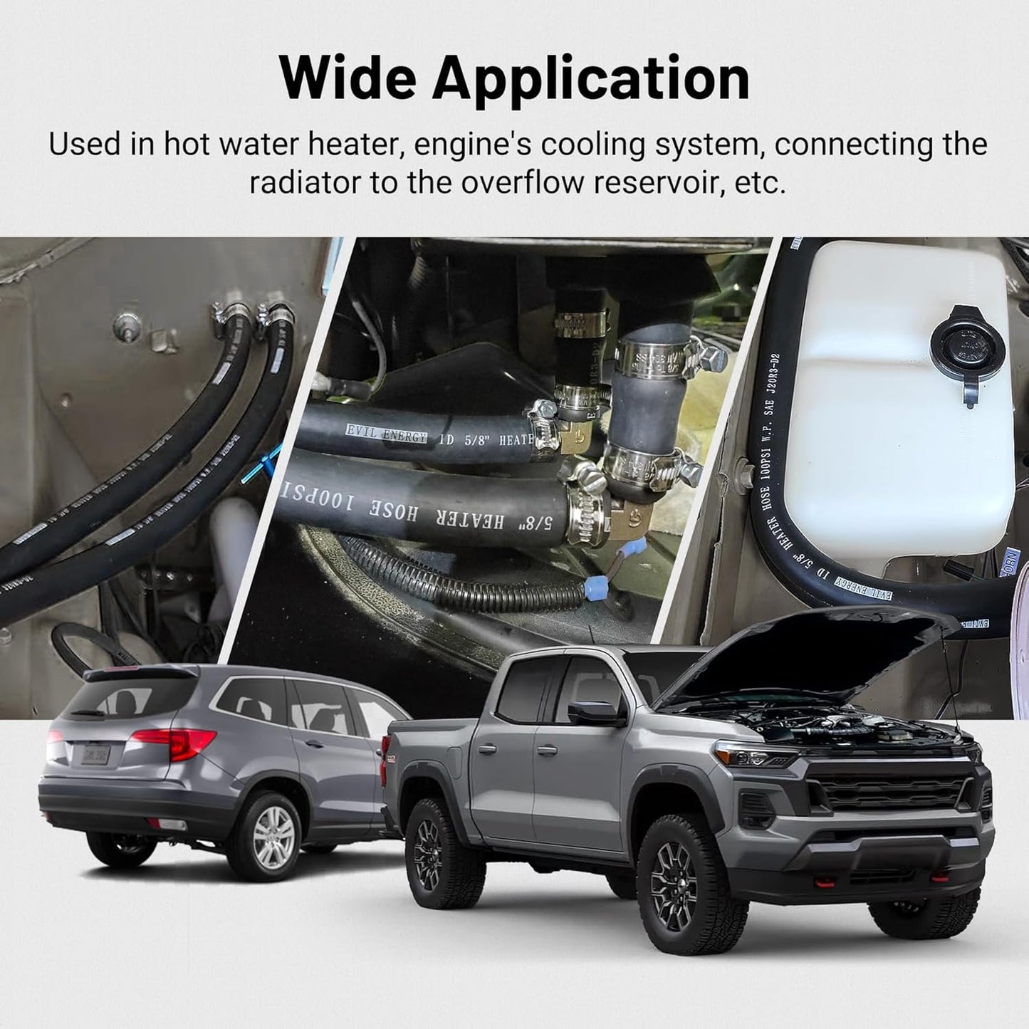 EVIL ENERGY 5/16" Heater Hose Coolant Radiator Straight 100PSI SAE 20R3 15FT Black