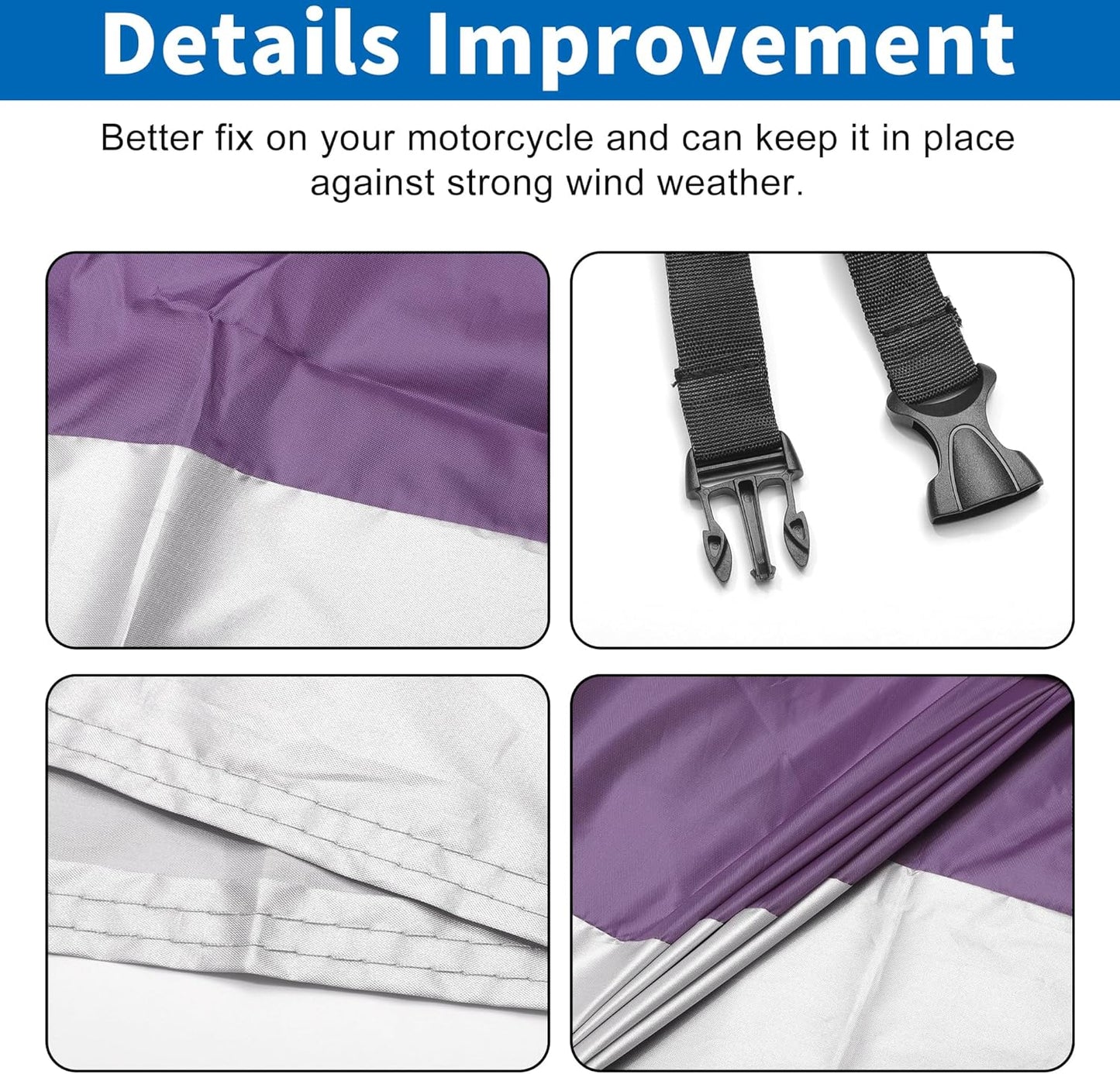 X AUTOHAUX Motorcycle Cover for Harley Davidson for Honda for Suzuki All Season Weather Waterproof Sun Motorbike Cover Fits Up to 78.74'' Motorcycles Vehicle Cover M Purple Silver Tone