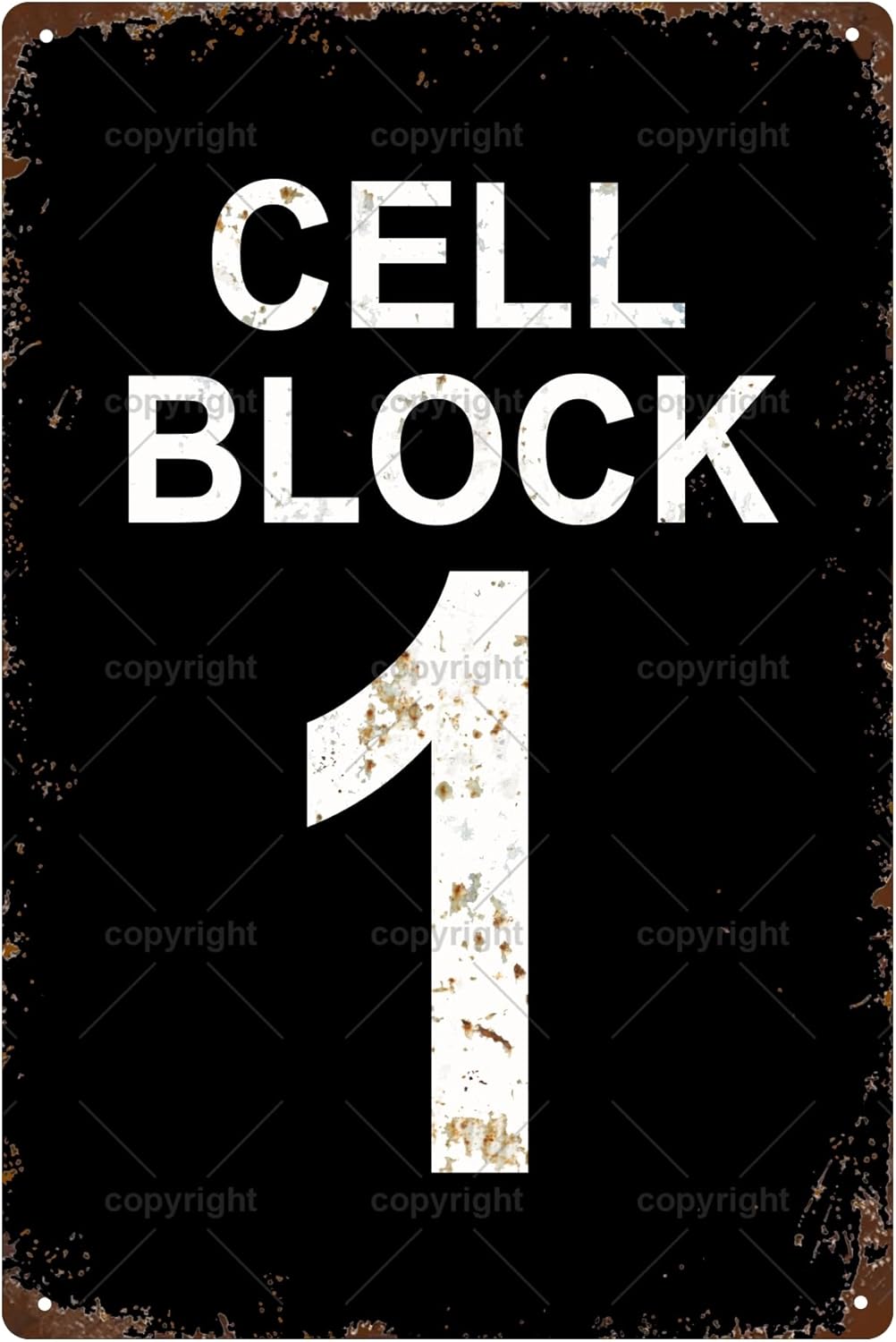 Cell Block 1 Space Vintage Metal Tin Sign Bar Cafe Garage Cave Home Room Wall Bathroom Farmhouse Garden Porch Patio Decor, 12 x 8 Inch