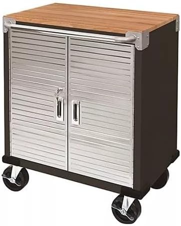 Heavy Duty Rolling Storage Cabinet with Wheels and Drawers, Workstation for Garage, Office, Workshop, 2 Door (28" W x 18” D x 34.5" H), Graphite