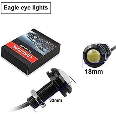 LEADTOPS 10Pcs 18mm 12V Red Eagle Eye LED Car Fog DRL Daytime Running Light Backup Reverse Tail Rock Lights Small bulb (Red light, Black Case)