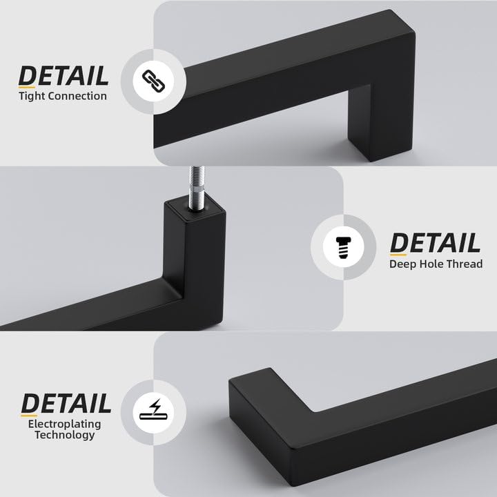 goldenwarm 200Pack 4.5INCH Drawer Pulls Black Modern Cabinet Hardware - LSJ12BK115 Cabinet Handles 4-1/2 inch Hole Centers Bedroom Drawer Pull Kitchen Cabinets T Bar Handle