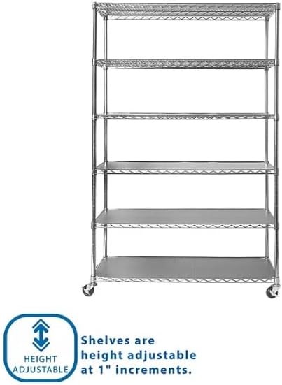 Generic Organize in Style with The Members Mark 6-Tier NSF Heavy Duty Wire Shelving, 47.75"" W x 18"" D x 75.5"" H (Plated, 1 PACK)