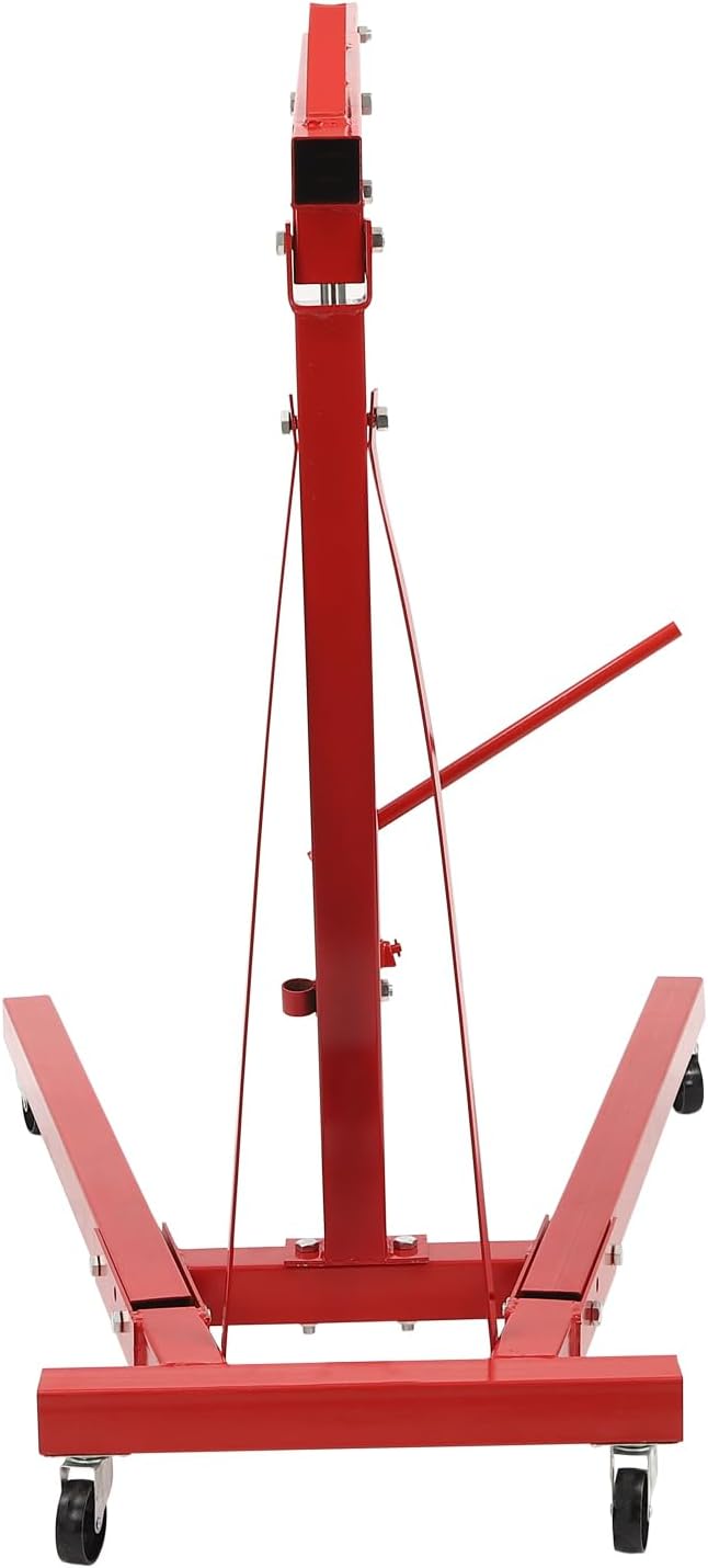 Engine Lift Crane 2 Ton (4000lbs) Engine Hoist Heavy Duty Garage Hydraulic Lift Foldable & Adjustable Height w/ 6 Universal Wheels for Car Fixing, Workshops, Ports, Warehouses, Garage