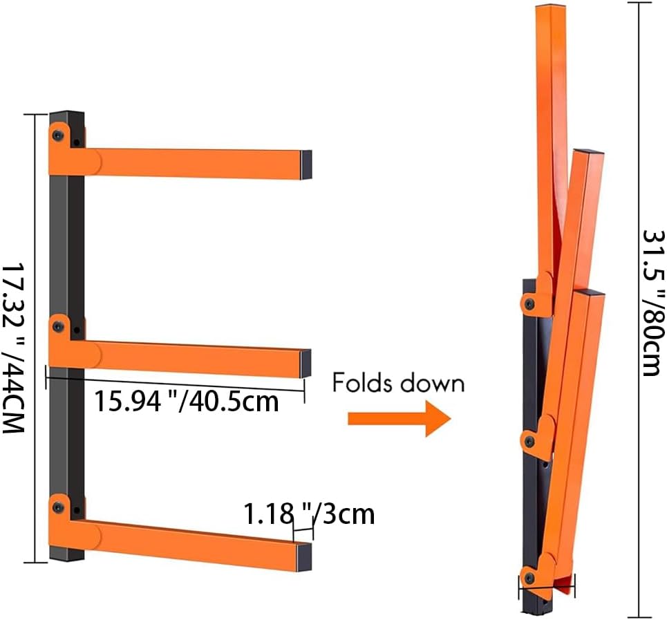Lumber Storage Rack Metal Shelf Brackets, Sturdy Multipurpose Racking,Indoor & Outdoor Use (3 Level＆2 Pairs)