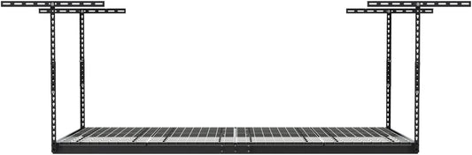 MonsterRax Overhead Garage Storage Rack - 4 x 8 Ceiling Racks for Garage Shelving, Organization, Adjustable Hanging Storage, Grey, 12"- 21" Height Adjustment