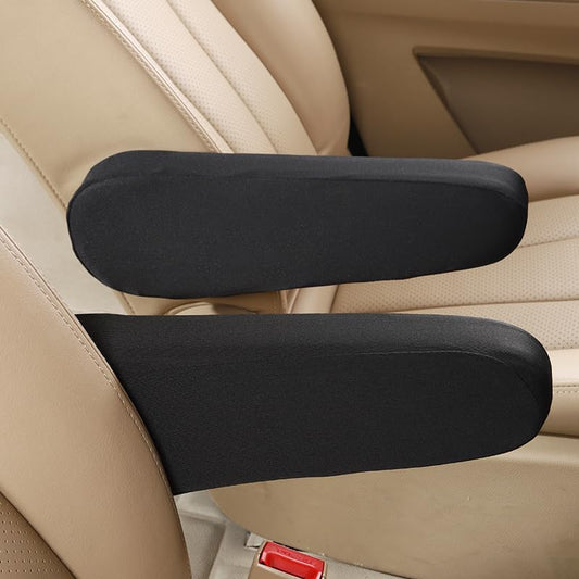 Automotive Black Cloth Fabric Armrest Covers for Cars Trucks SUVs and Vans Universal Fit 4 PCS(Black)
