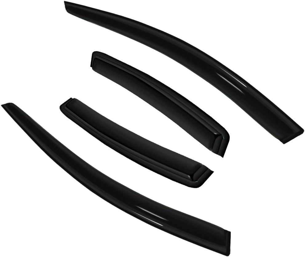 4pc Sun Rain Guards Window Visor Wind Deflector Compatible with 2010-2018 Ford Taurus Smoke 94194