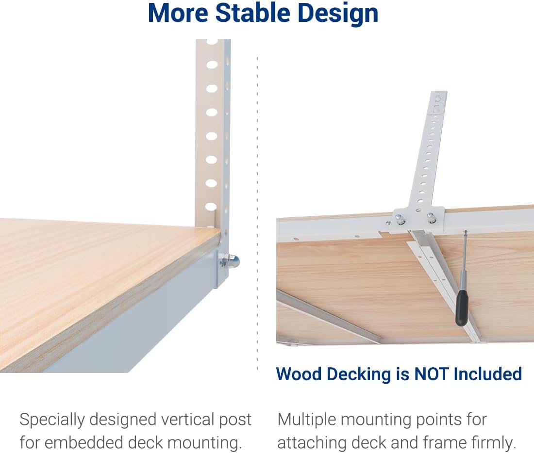 FLEXIMOUNTS 4x8 Overhead Garage Storage Rack without Decking, Garage Storage Organization System, Heavy Duty Metal Ceiling Storage Racks, 600lbs Weight Capacity, White
