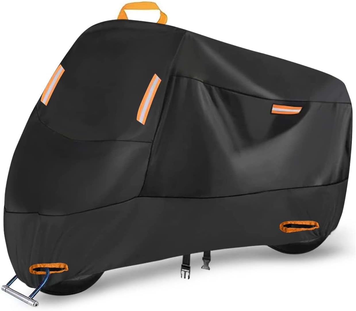 SECELES 300D Motorcycle Cover Heavy Duty, SECELES All Season Durable Scooter Vespa Cover Waterproof Outdoor for Small Bike Scooter Bicycle fit up to 75 inch Motorbike (L: 75" x 37" x 39")