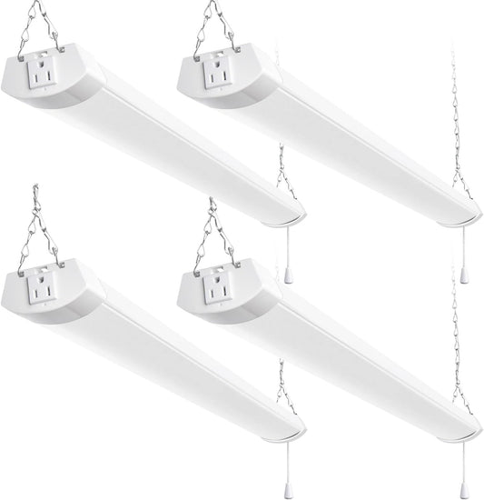 hykolity 4FT 70W LED Shop Light Linkable, 8000lm(300w Equivalent), 5000K Utility Shop Lights for Garages, Workshops, Basements, Hanging or FlushMount, with Power Cord and Pull Chain, ETL, 4 Pack