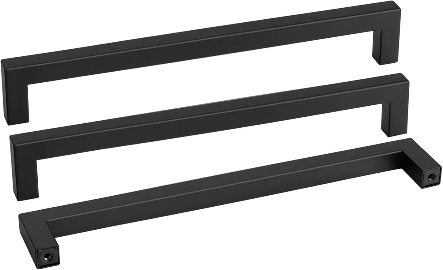 goldenwarm 60 Pack 12 3/5 Inch Black Cabinet Handles Matte Black Drawer Pulls Stainless Steel Cabinet Hardware Square Bar Modern Cabinet Handles for Kitchen Bathroom Cupboard