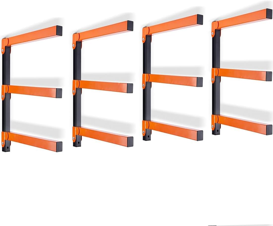 Lumber Storage Rack Metal Shelf Brackets, Sturdy Multipurpose Racking,Indoor & Outdoor Use (3 Level＆2 Pairs)
