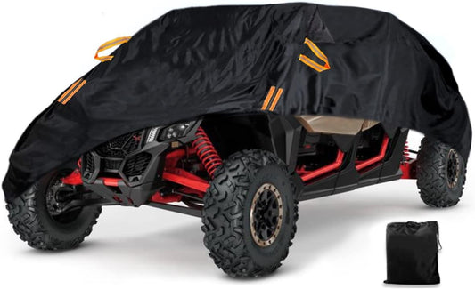 Waterproof UTV Cover, Heavy Duty Black Oxford Cloth All-Weather Protection UTV Cover for Polaris RZR PRO XP 4 Can-Am Maverick X3 Max Arctic Cat Textron, 4-6 Seater