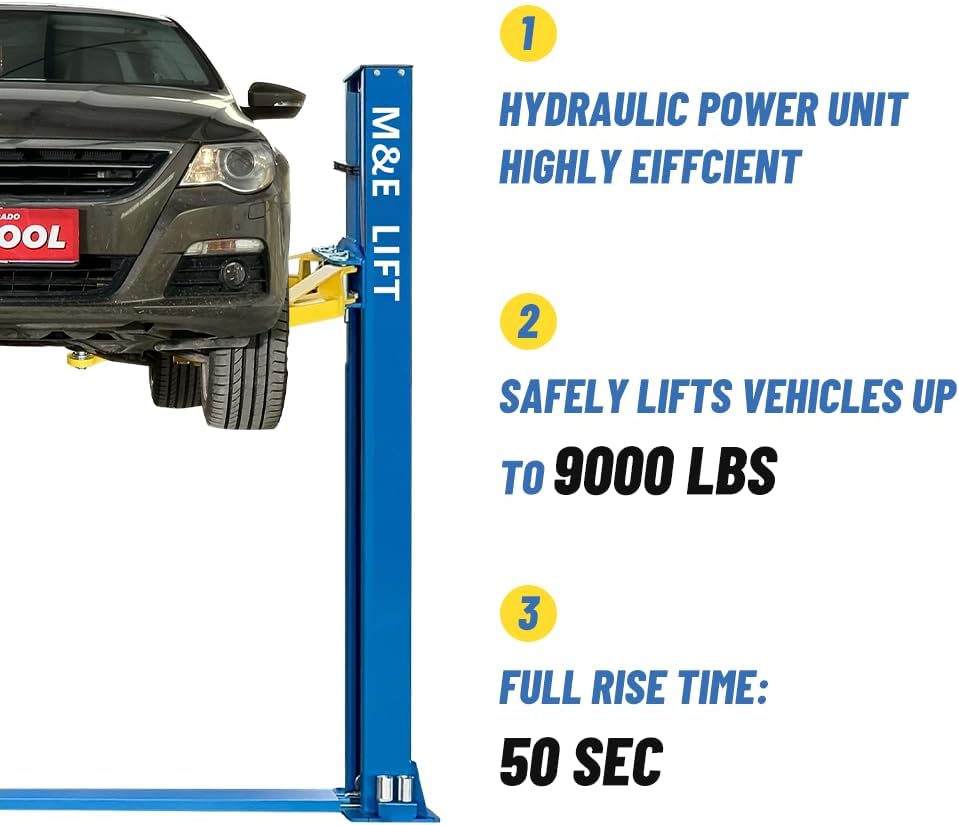 110v 9000lbs 2 Post Lift Car Lift Auto Hoist Full Rise Time 50SEC 2 Post Truck Lift for Home/Shop Automotive Lift for Repair Shop, Blue