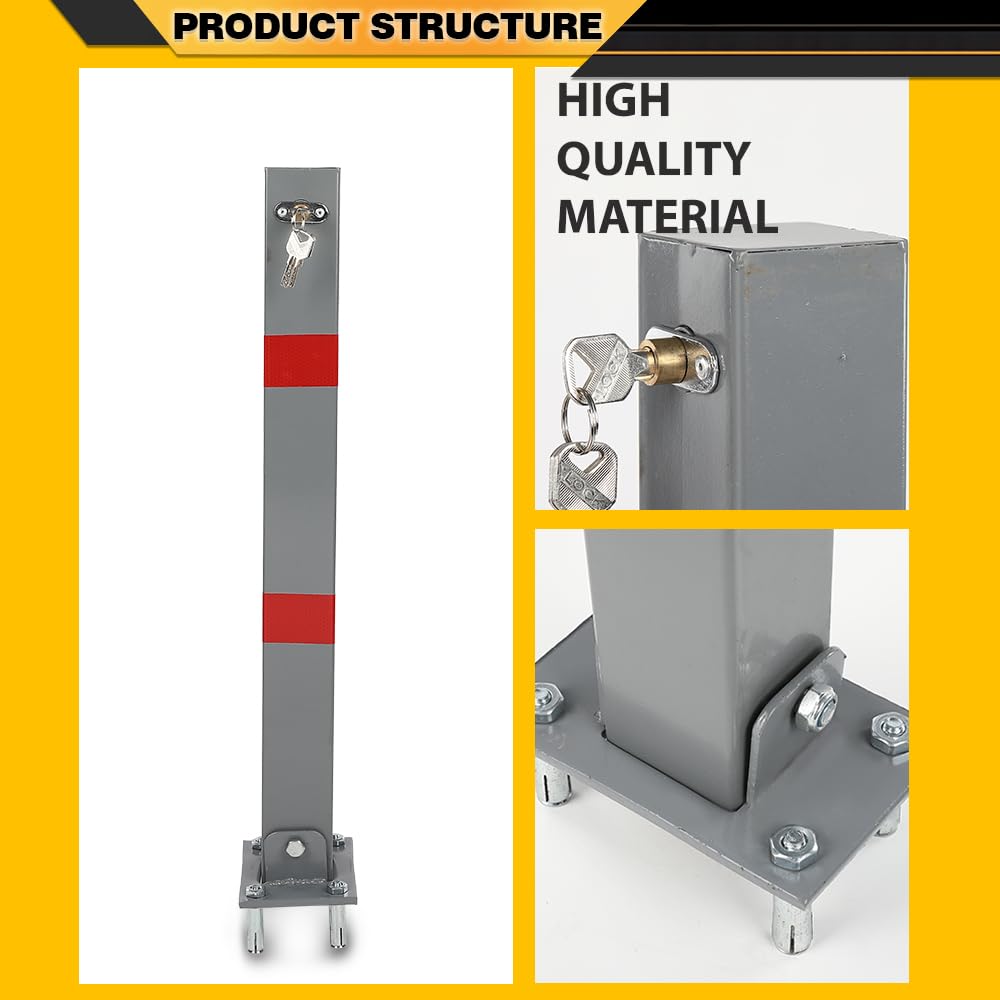 Folding Parking Barrier Lockable Car Bollard Driveway Safety Security Post