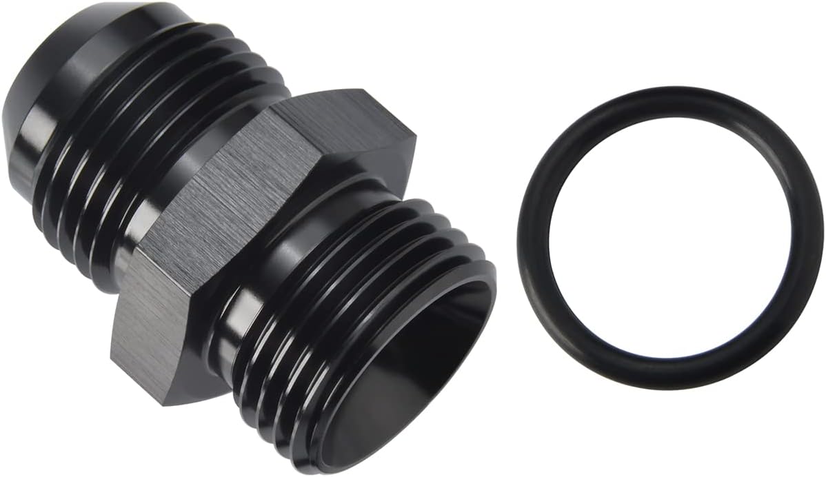 12AN Male Flare to 12AN ORB O-ring Boss Fuel Pump Rail Adapter Fitting Aluminum Black
