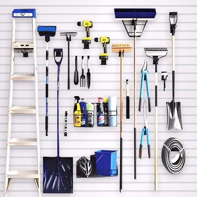 NeatiEase Slatwall Panel Wall Storage Systems, 4 x 8ft Slat Wall Paneling Garage Wall Organizer, Heavy Duty Wall Mounted PVC Wall Rack (White)