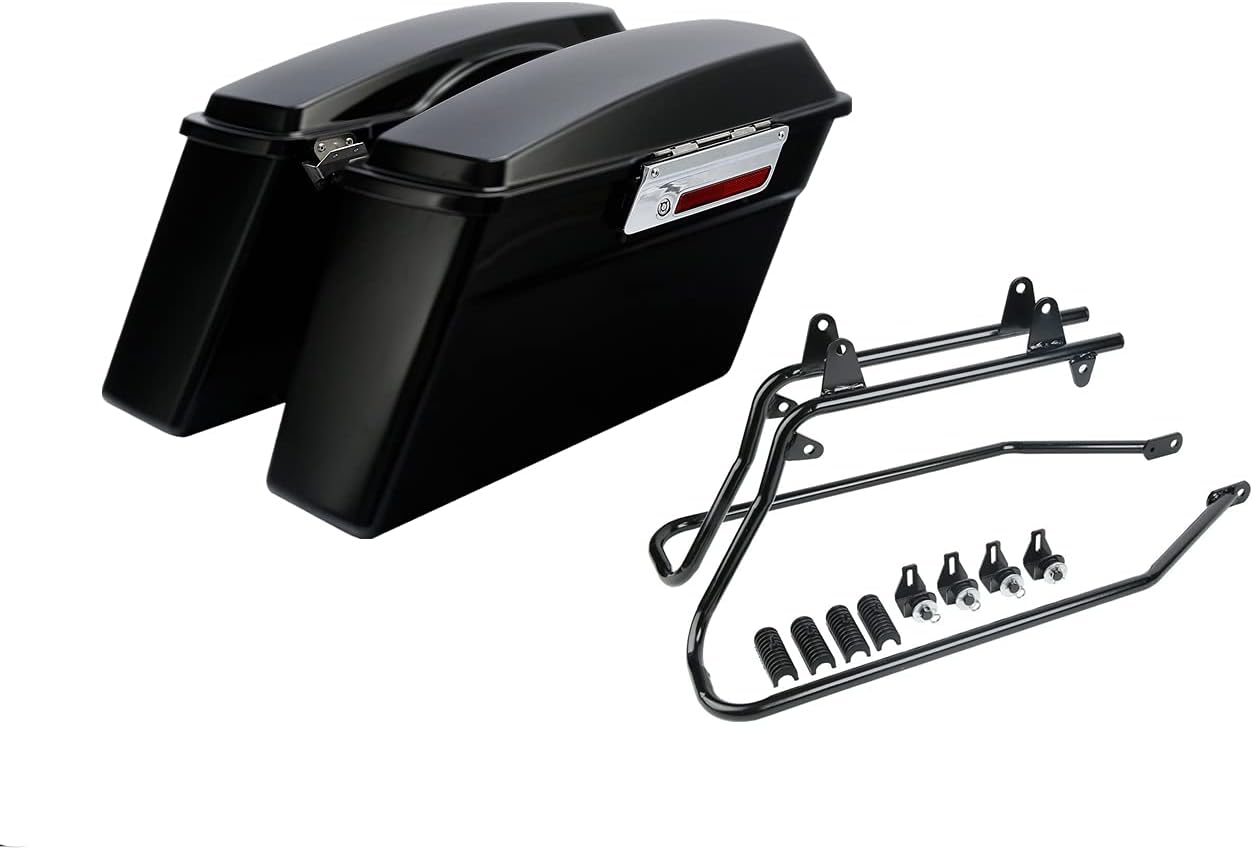 XFMT Matte Black Hard Saddlebags Saddle Bags Trunk W/Black Conversion Brackets For Harley Softail Heritage Classic Deluxe 1984-2017