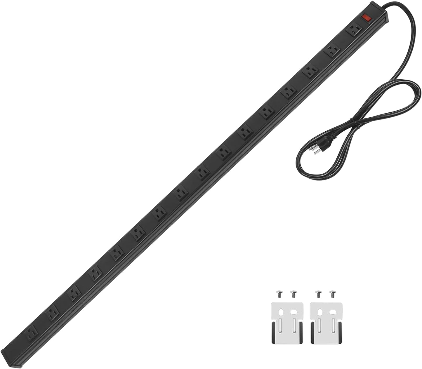 Heavy Duty Power Strip - 16 Outlet Large Metal Industrial Power Strip, 4FT Cord, 15A, 125V, 1875W (Black)