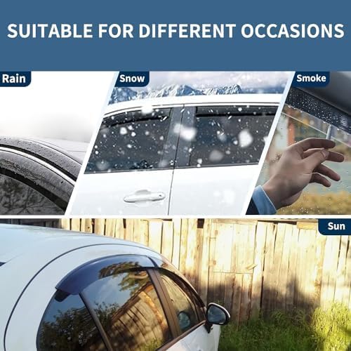 Rain Guards Tape-On Side Window Visor Fit for 2021-2024 Ford Bronco Sport, Outside Mount Window Deflector, Smoke Tinted Vent Visors 2021 2022 2023 2024