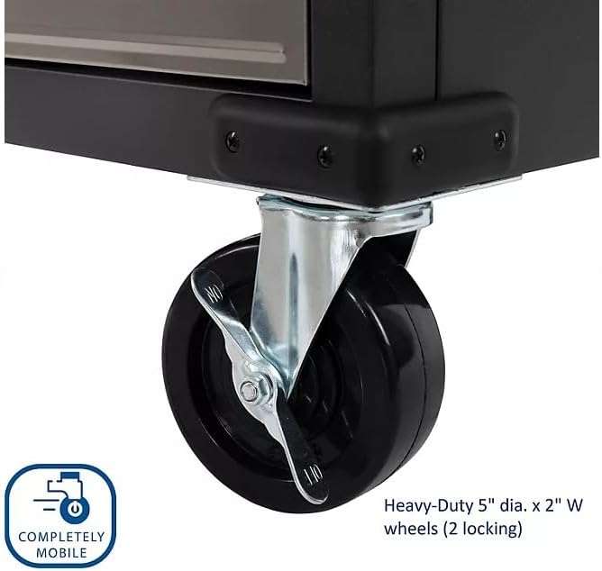 Heavy Duty Rolling Storage Cabinet with Wheels and Drawers, Workstation for Garage, Office, Workshop, 2 Door (28" W x 18” D x 34.5" H), Graphite