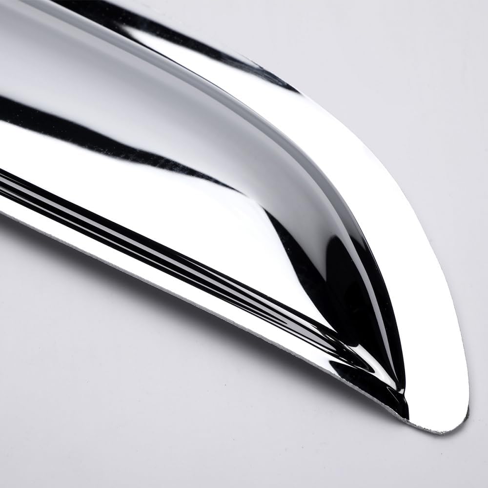 Chrome Side Window Visors Wind Vent Deflector for 2009-2014 Ford F150 Supercrew/Crew cab with 4 Full Size Doors,4pcs Outside Mount Tape-On Chrome Nice Sun Rain Guards Set 94155Y