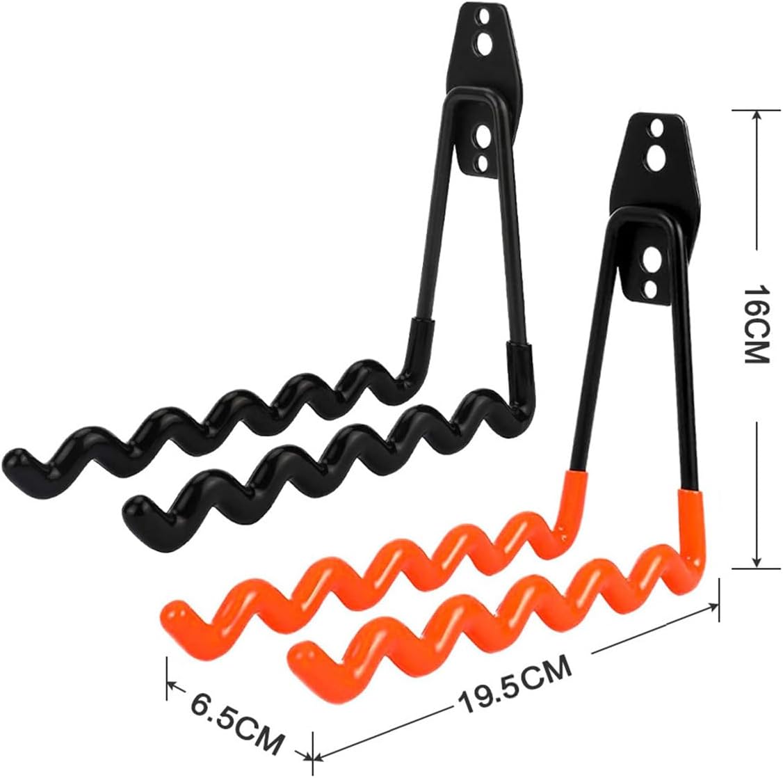 2 Packs Garage Wall Hooks,Wall-Mounted Heavy Duty Hanger Metal Badminton Racket Holder, Tennis Racket Holder Organizer, Hooks for Cables, Ropes and Hoses,Extension Cord Holder (Orange)
