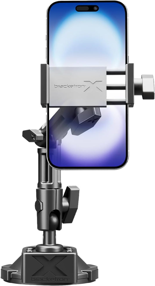 Bracketron HD Phone Dock PRO Dash and Window Metal Clamp Mount, Phone Holder for Car, Universal Phone Mount for Phones up to 3.5 Inches Wide