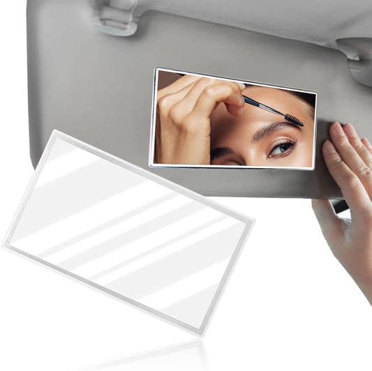 Randconcept - Large Car Sun Visor Adhesive Vanity Mirror, Car Interrior Cosmetic Makeup Mirror, Seatback Stainless Steel Portable Accessories for Automotive Truck SUV Vehicle