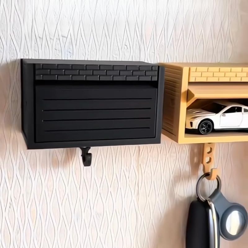 Wall-Mounted Car Display Key Holder, Decorative Garage Model Design, Multiple Colors（No Car） (Brick-Gray（No Car）)