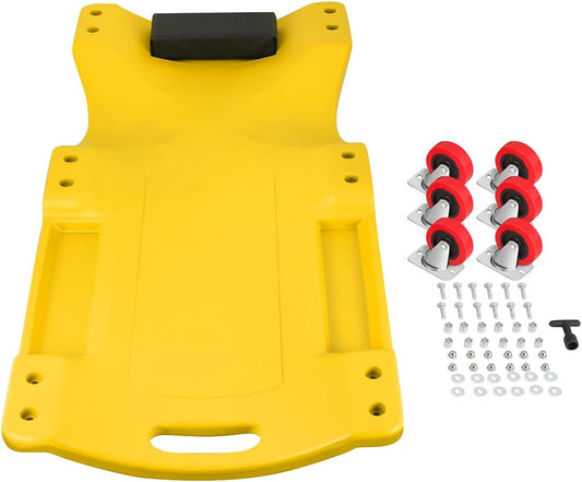 DNA MOTORING 36" L X 17" W x 4.25" H Vehicle Repair Low Profile Automotive Creeper w/Padded Headrest, Yellow, TOOLS-00201-YL