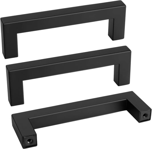 goldenwarm 10 Pack 3-3/4 inch Black Square Bar Cabinet Pull - Drawer Pulls Cabinet Handle Stainless Steel Modern Hardware for Kitchen and Bathroom Cabinets Cupboards