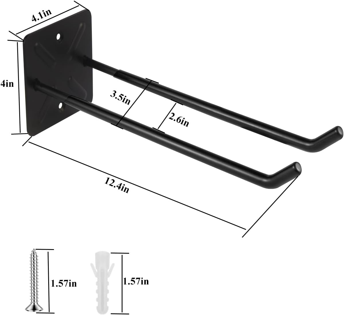 Steel Garage Storage Hooks Wall Tool Organizer, 12.4 Inch Garage Hook Heavy Duty Utility Storage Hangers Black for Ladders, Chairs, Garden Tools, Set of 4