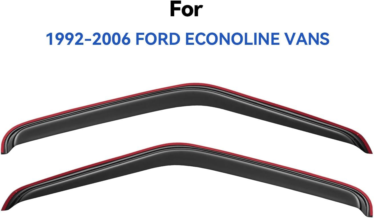 in-Channel Window Visors Rain Guards for 1992-2006 Ford E-150/E-250/E-350/E-450/E-550 Super Duty, Window Vent Wind Deflectors Visors Shades for 92-06 Econoline Cargo Van, 2PCS