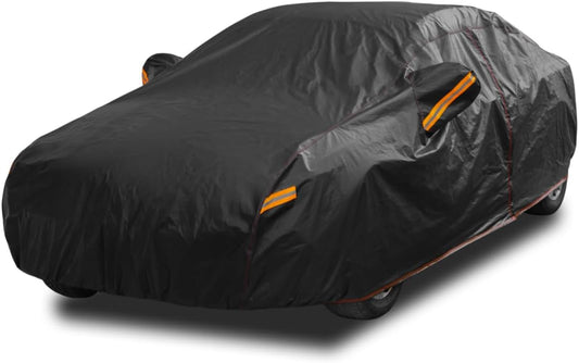 6 Layer Heavy Duty Car Cover Waterproof All Weather Protection with Cotton Liner, Universal Fit Cadillac Deville, Lincoln Continental Town, Ford Crown Victoria